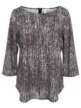 Emaline NWOT Plum/Purple Patterned Scoop-Neck 3/4 Sleeve Women’s M Top